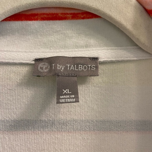 T by Talbots Quarter Zip Lightweight Sweatshirt Multicolor Stripes 3/4 Sleeve XL - Picture 4 of 6